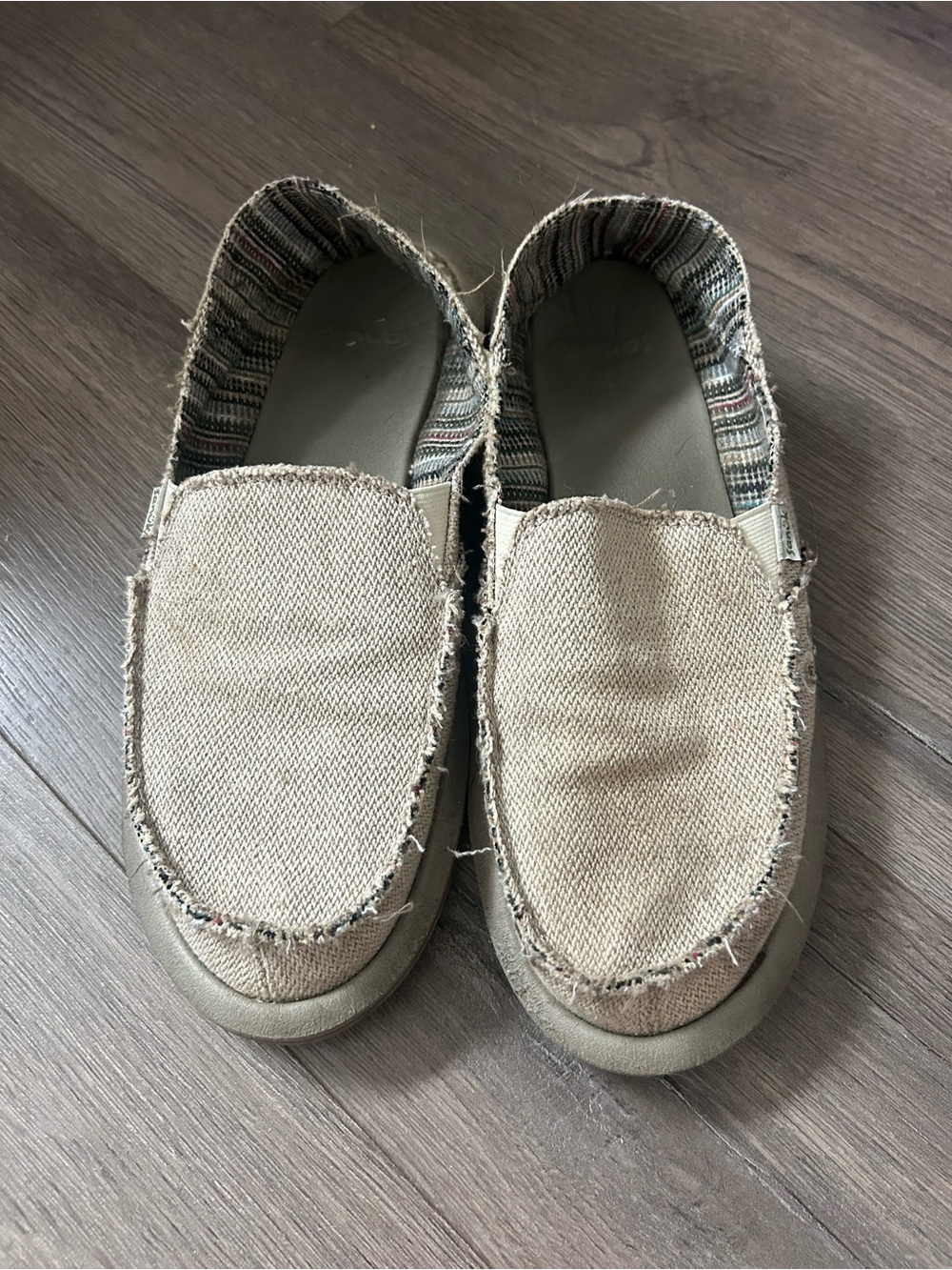Sanuk Women’s Slip-On Canvas Shoes in Beige
